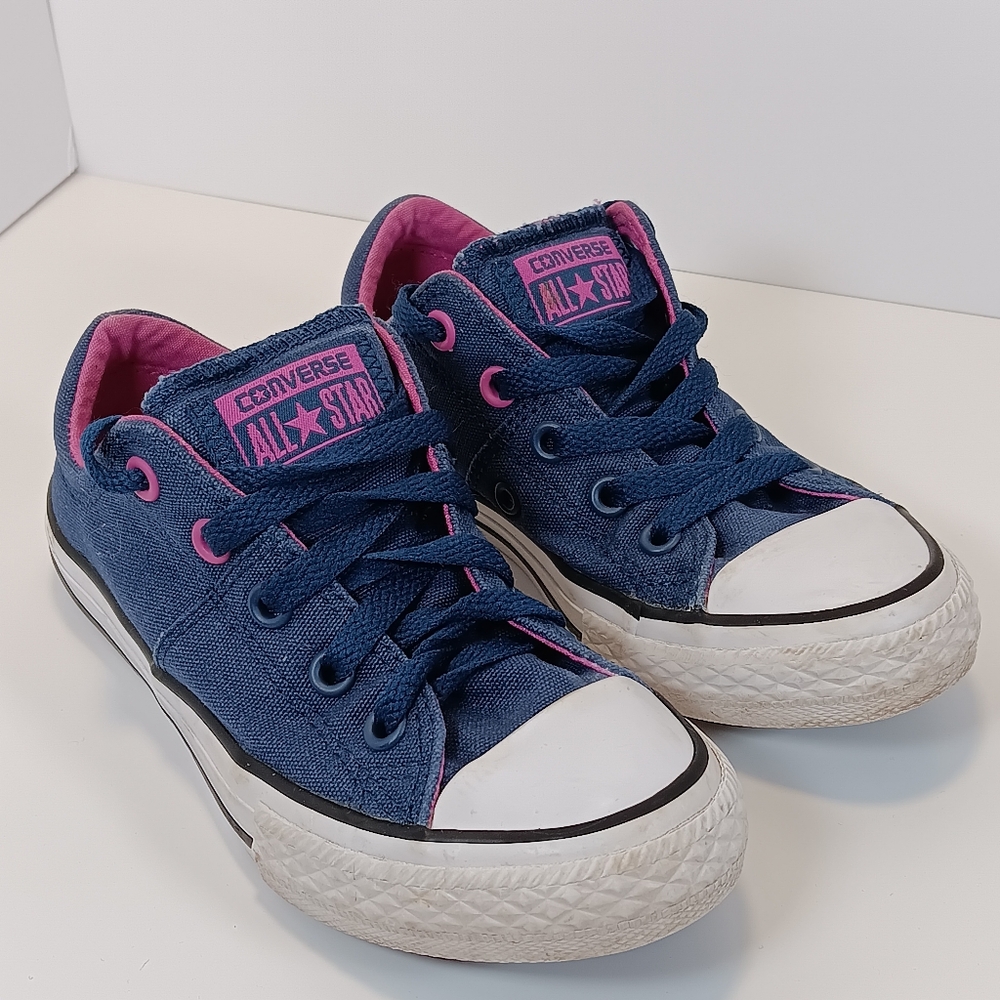 Converse Sneakers Chuck Taylor All Star Girls Double Tongue Blue Pink Kids Sz 12